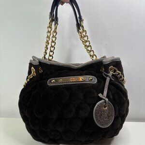 Juicy Couture Black Quilted Shoulder Bag with Gold Chain